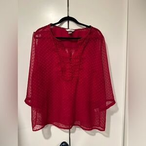 CJ Banks Red Sheer Blouse 1x